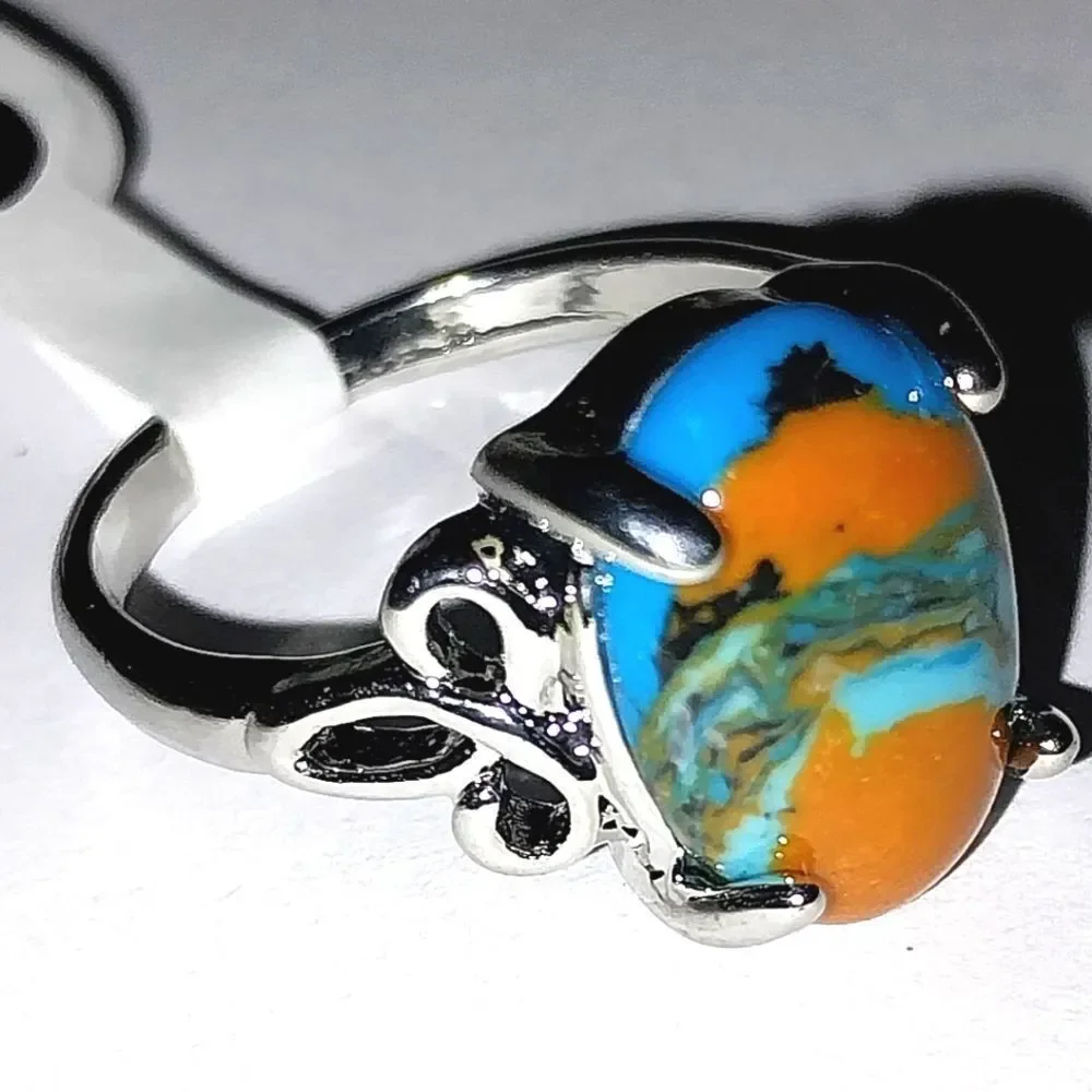 Vintage natural stone ring for women sz 9